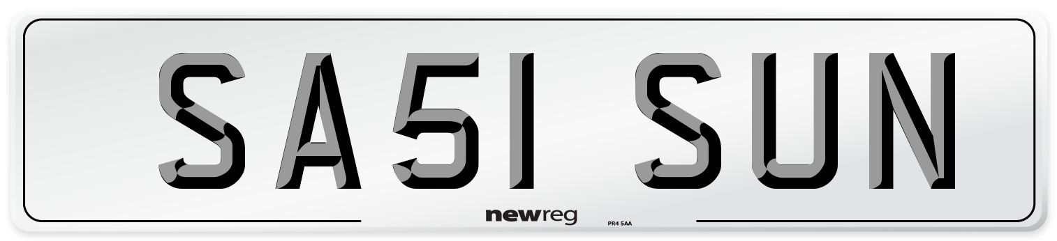 SA51 SUN Number Plate from New Reg